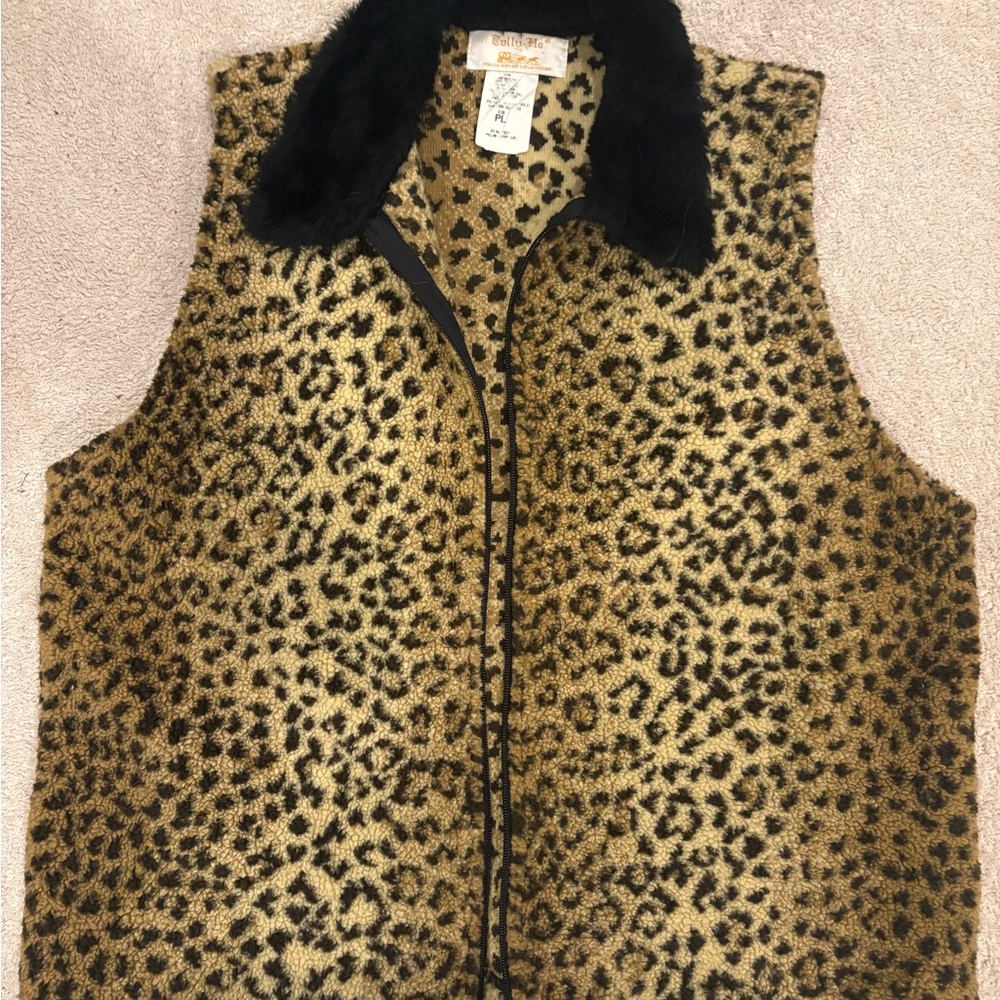 Tally Ho Animal Print Vest with Dark Trim